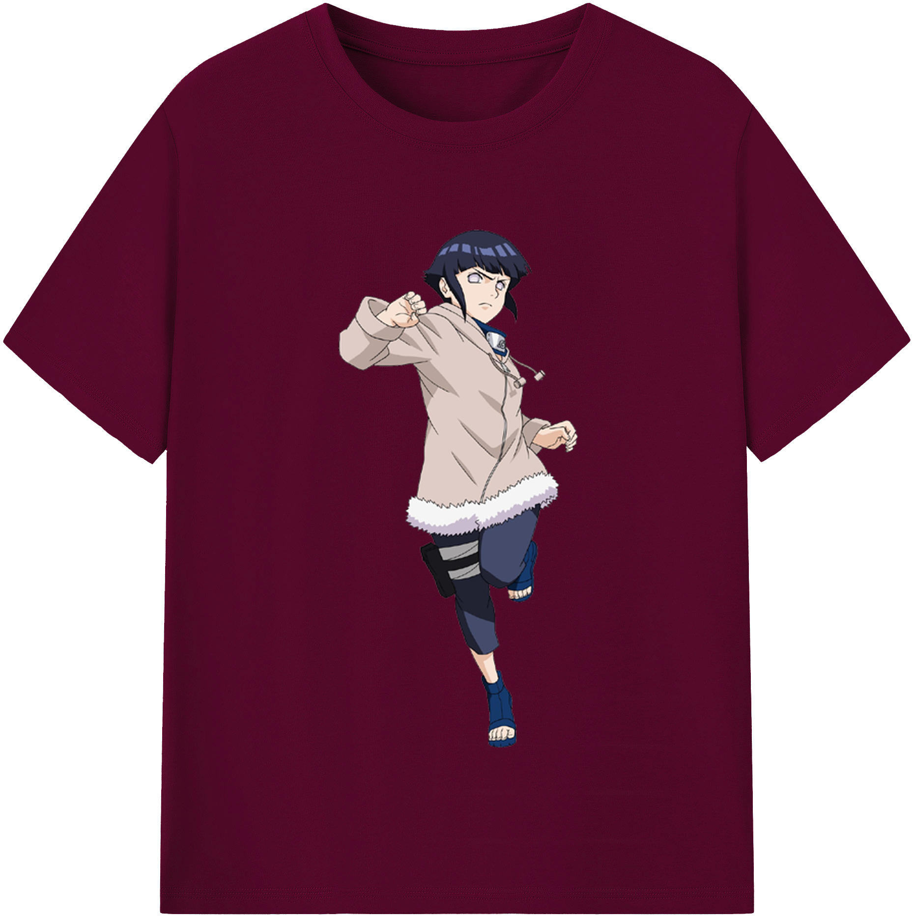 （画像用） NARUTO -ナルト- 日向ヒナタ Hyūga Hinata レディースカジュアルプリントTシャツ（綿100％）